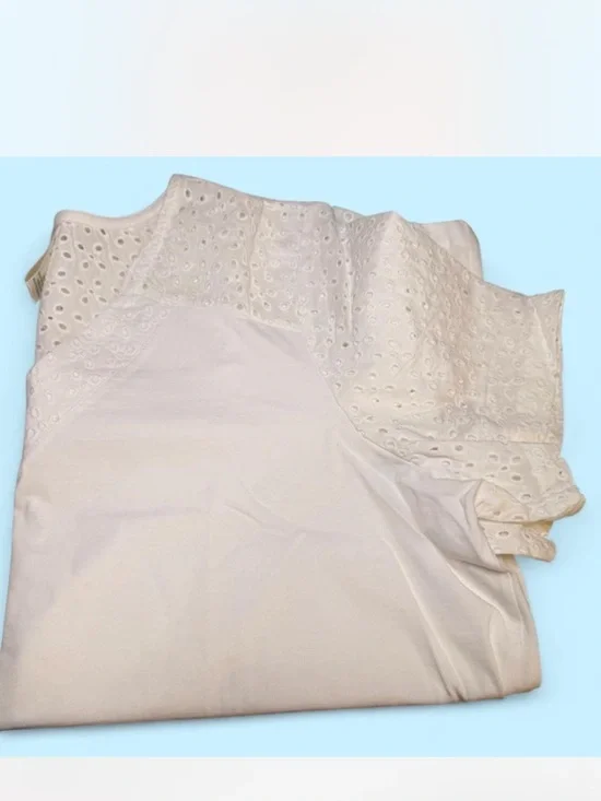 Blair- Eyelet Sleeve V-Neck Women's Top - White XL - Picture 5 of 8